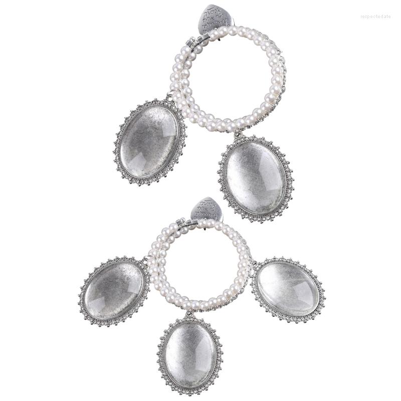 

Bangle E0BE Wedding Memorial Po Frame Bracelet Lace Oval Bride Bouquet Decorations Family Gem Holder