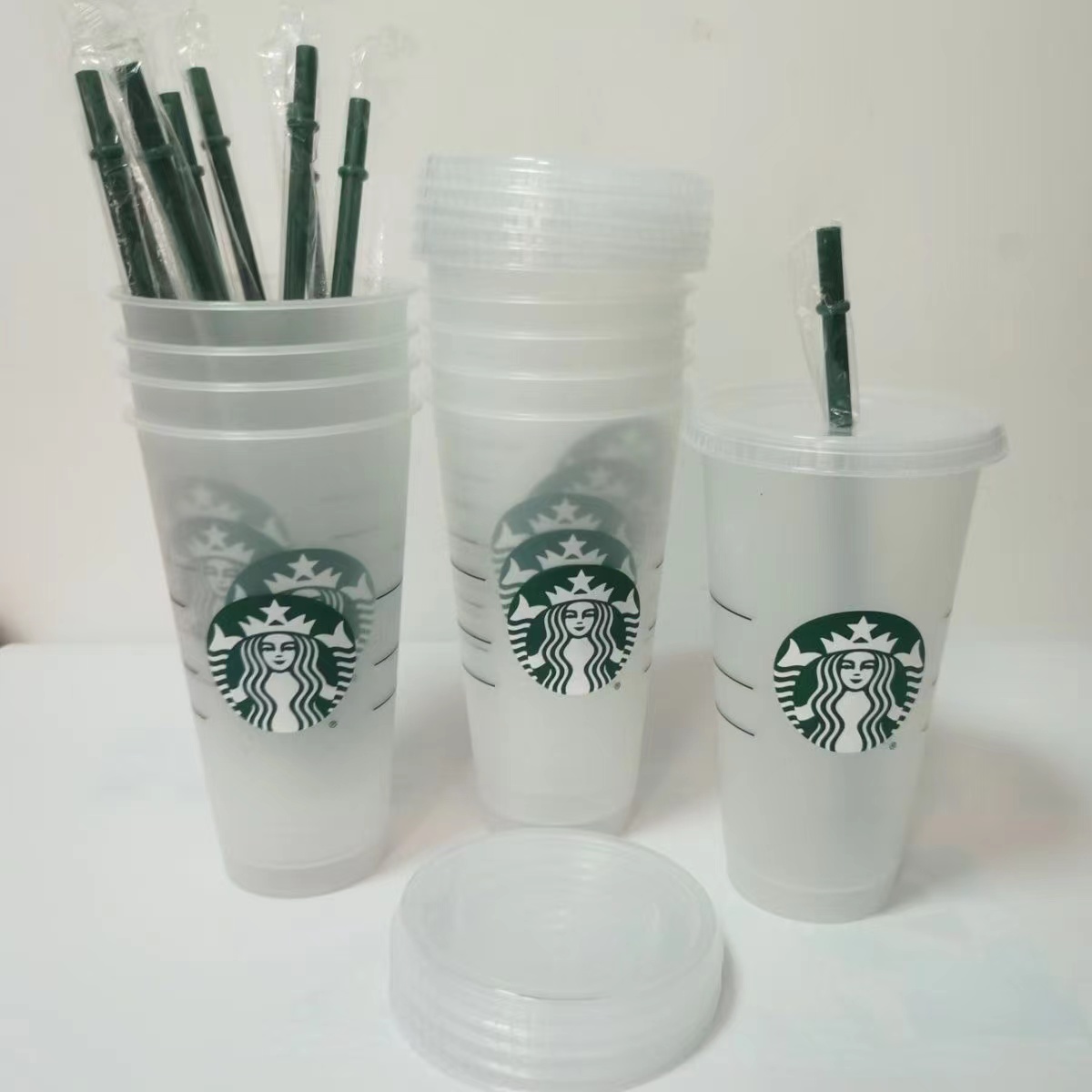 

Mermaid Goddess Starbucks 24oz/710ml Plastic Mugs Tumbler Reusable Clear Drinking Flat Bottom Pillar Shape Lid Straw Cups mug 50pcs DHL, Multi-color