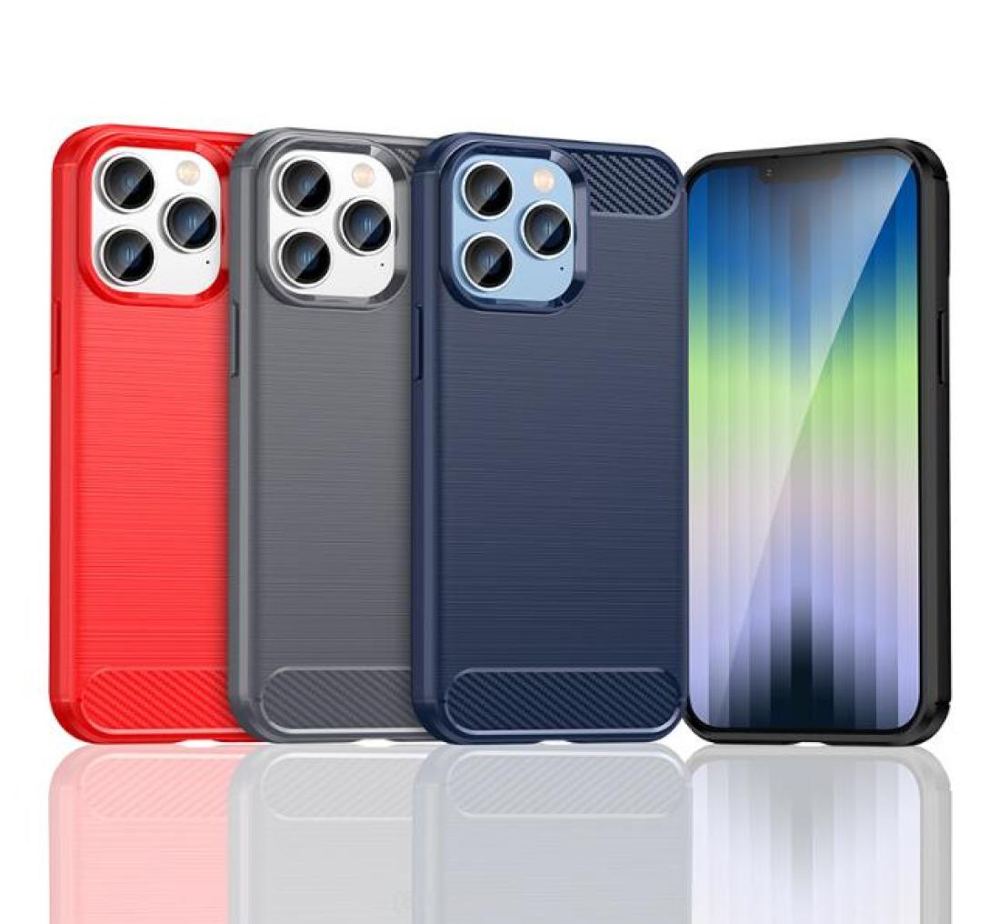 

Carbon Fiber Phone Cases Rugged Armor Shockproof Slim Soft TPU Cover For iPhone 14 13 12 mini 11 pro X XS MAX XR 8 7 Plus Samsung 4897022, Black
