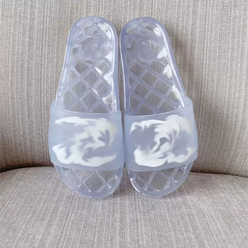 

2022 Fashion Summer Women slides Jelly Slippers Sandals Clear PVC rubber Crystal Sandal Shoes retro Platform Flip Flops Men Flat slide Luxury Designer Beach Shoes, Black;20224804