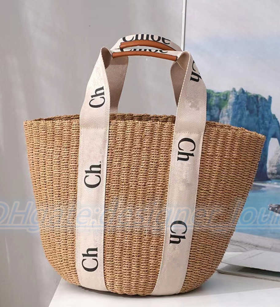 

7A quality Luxury Designer woody the tote straw chole bag Vacation summer travel Women's men wallet Shopping Bags clutch crossbody fashion