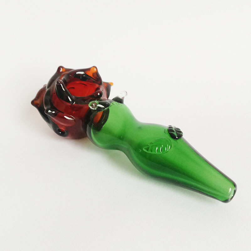 

2023New Red Rose Glass Hand Pipe Tobacco Pipes Smoking Burner Amazing Design Dab Rig For Dry Herb
