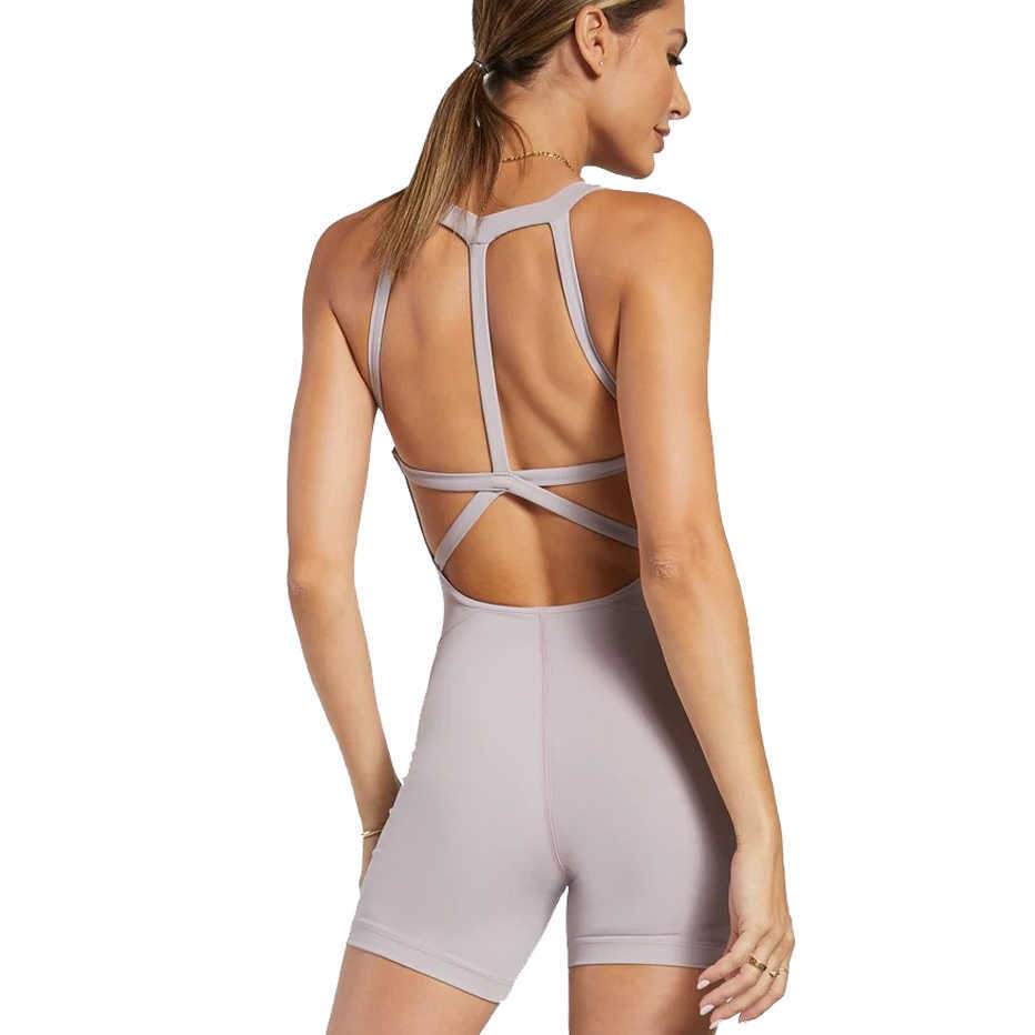 

Women's Tracksuits Woman Compression Short Length Stretchy Soft Quick Dry Yoga Bodysuit Sexy New With Push Up Running Sports Onesie On The Market Z0325, Gray