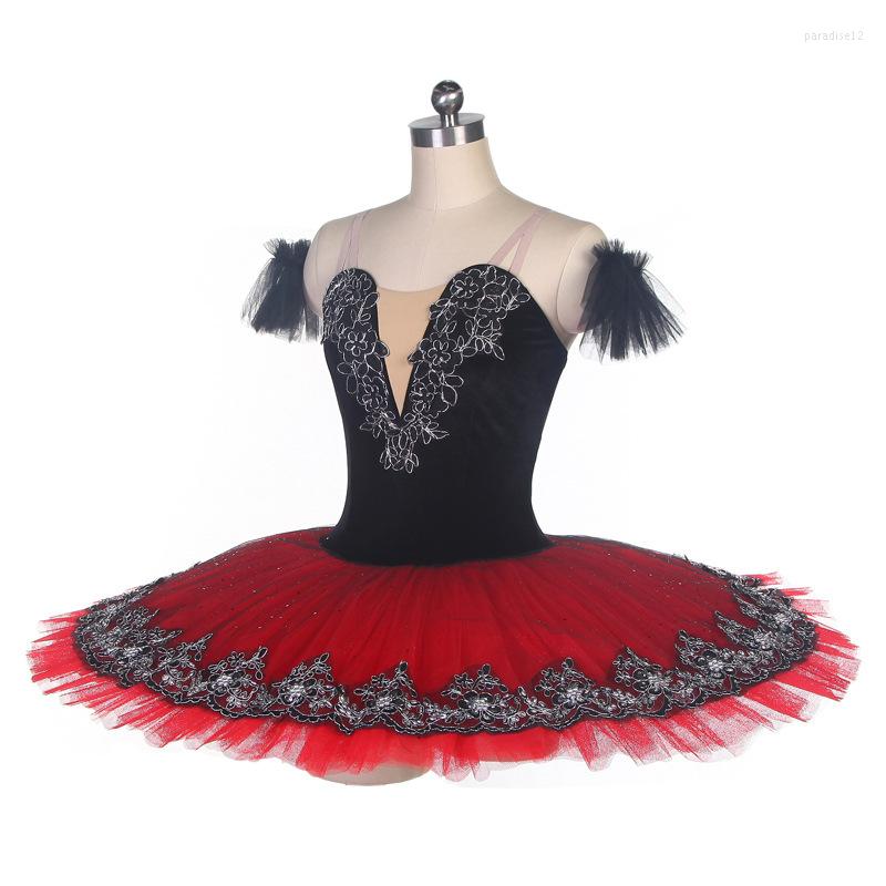 

Stage Wear Ballet Dress Children's V-neck Costume Lace Tutu Dresses, Black