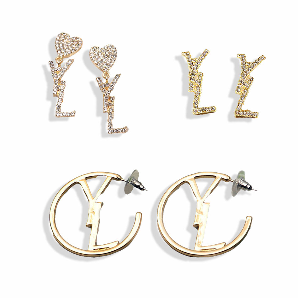 

Fashion Womens Brand Designer Letter Earrings Ear Stud Women Elegance Temperament Simple Ladies Wedding Party Jewelry Accessories ER0086-ER0087