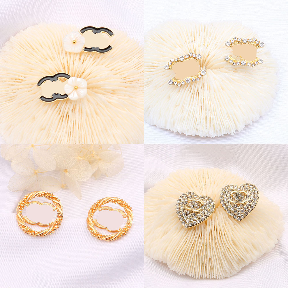 

23ss 20style Brand Designer Letters Stud Hoop 18K Gold Plated 925 Silver Women Crystal Pearl Earring Wedding Party Jewerlry