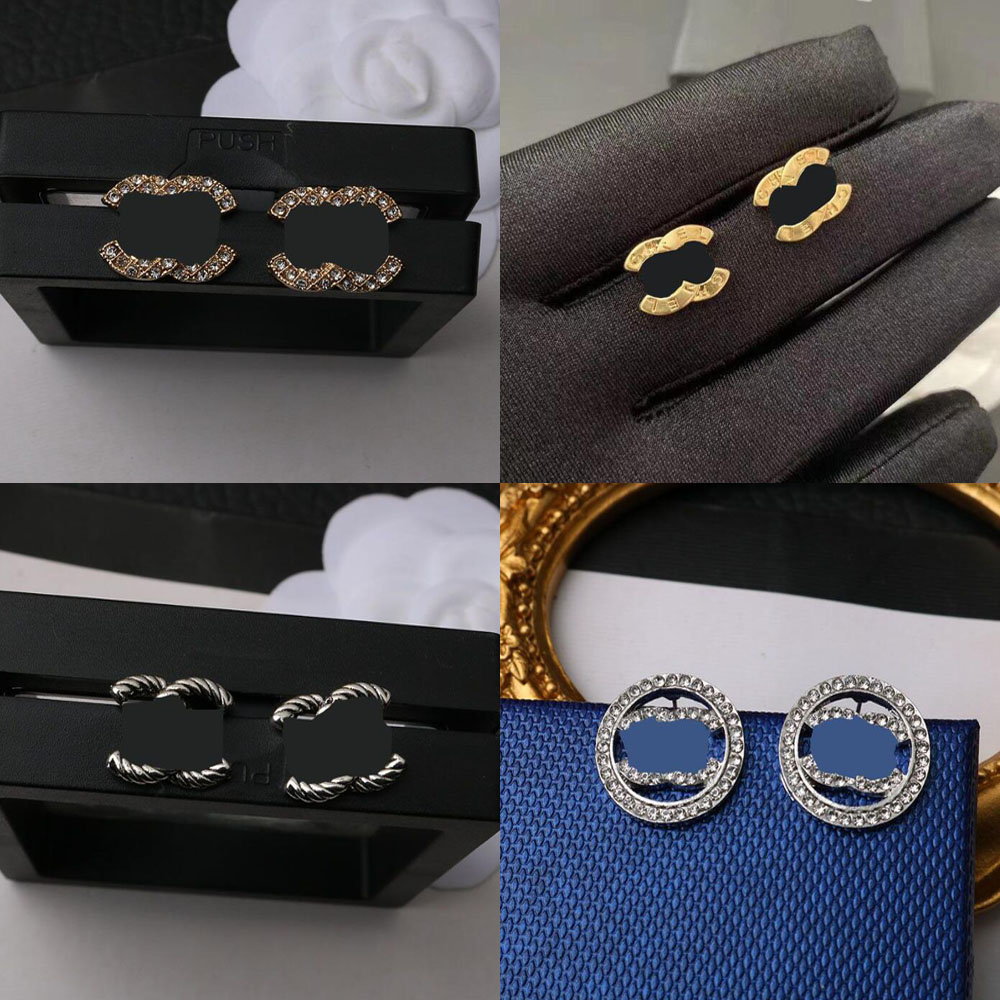 

23ss 20style Mixed Luxury Brand Letters Stud 18K Gold Plated 925 Silver Famous Women Crystal Rhinestone Pearl Earring Wedding Party Jewerlry