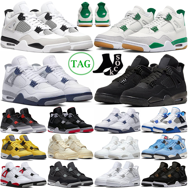 

4s Basketball Shoes Jumpman 4 SB Pine Green Military Black Cat University Blue White Oreo Red Thunder outdoor sports womens mens trainers sneakers, Guava ice