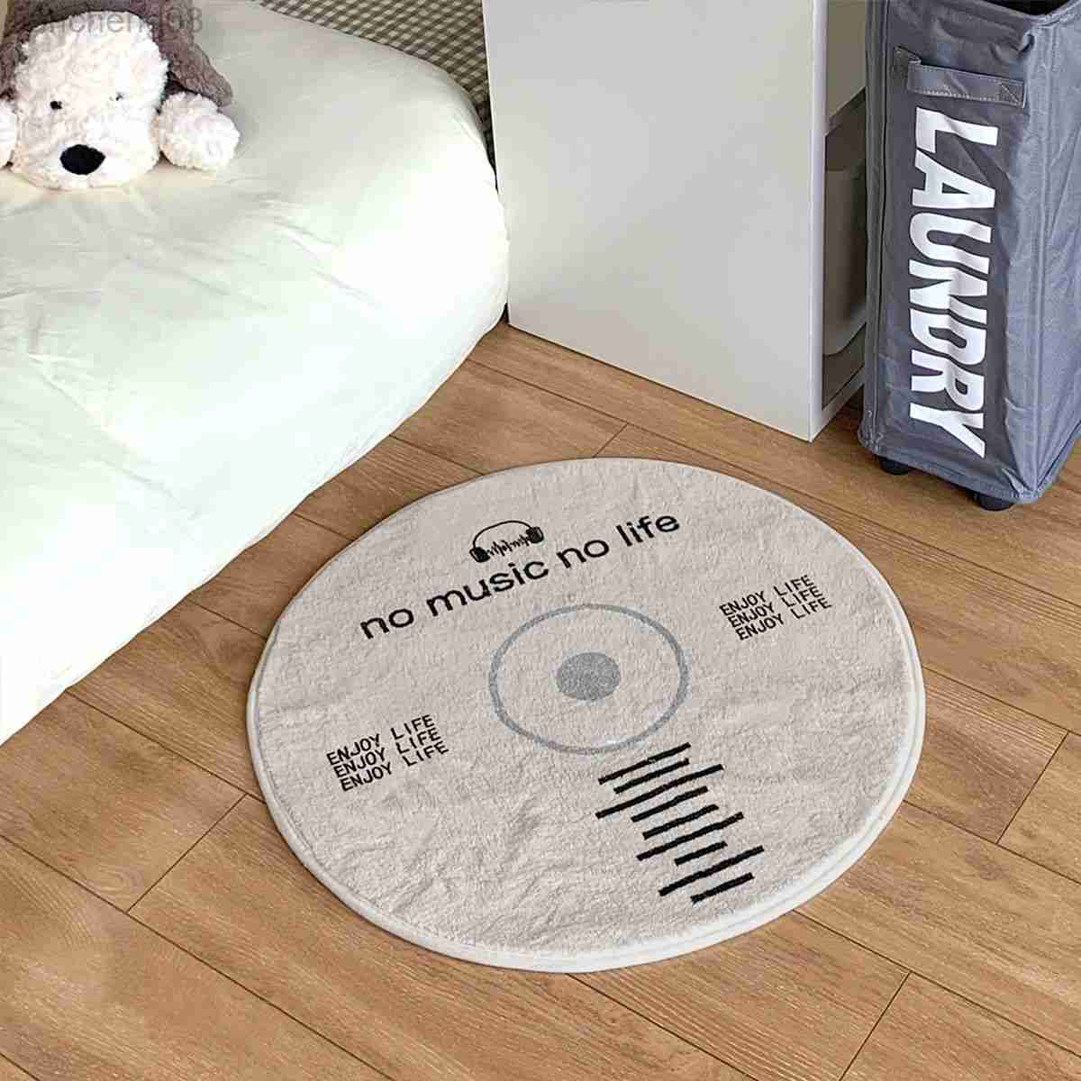 

Carpets Retro Music Disc Pattern Carpet Rug Soft Round Blanket White carpet Non-Slip Mat CD Area Rug Living Room Bedroom Decor W0325