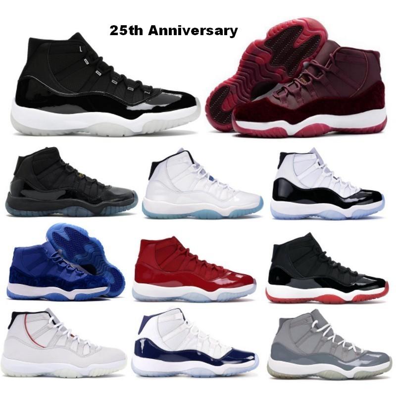 

Jumpman Basketball Shoes 11 11s 25th Anniversary Concord Velvet Heiress Legend Gamma Blue Space Jam Bred 2021 Grey Men Women Zapatillas, Black