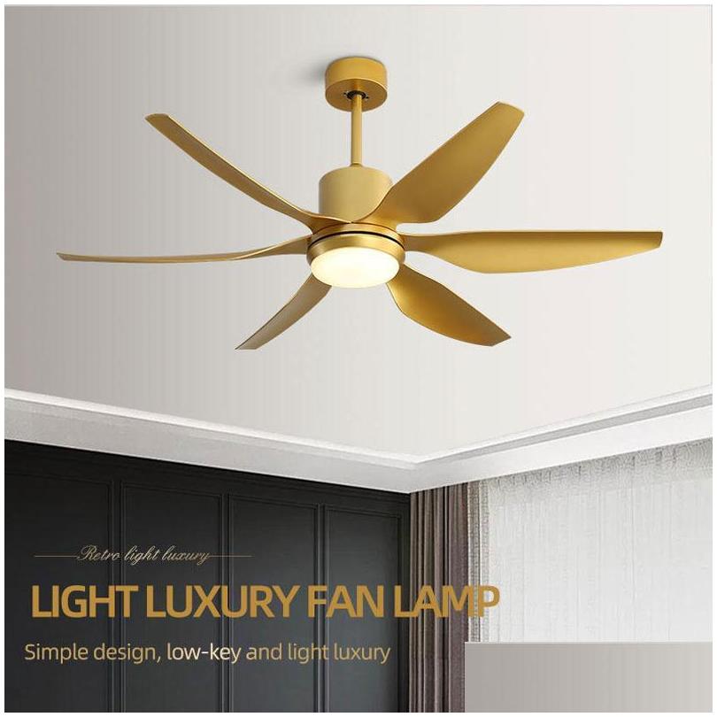 ceiling fans 66 inch modern led gold with lights large amount of wind living room dc fan lamp remote control