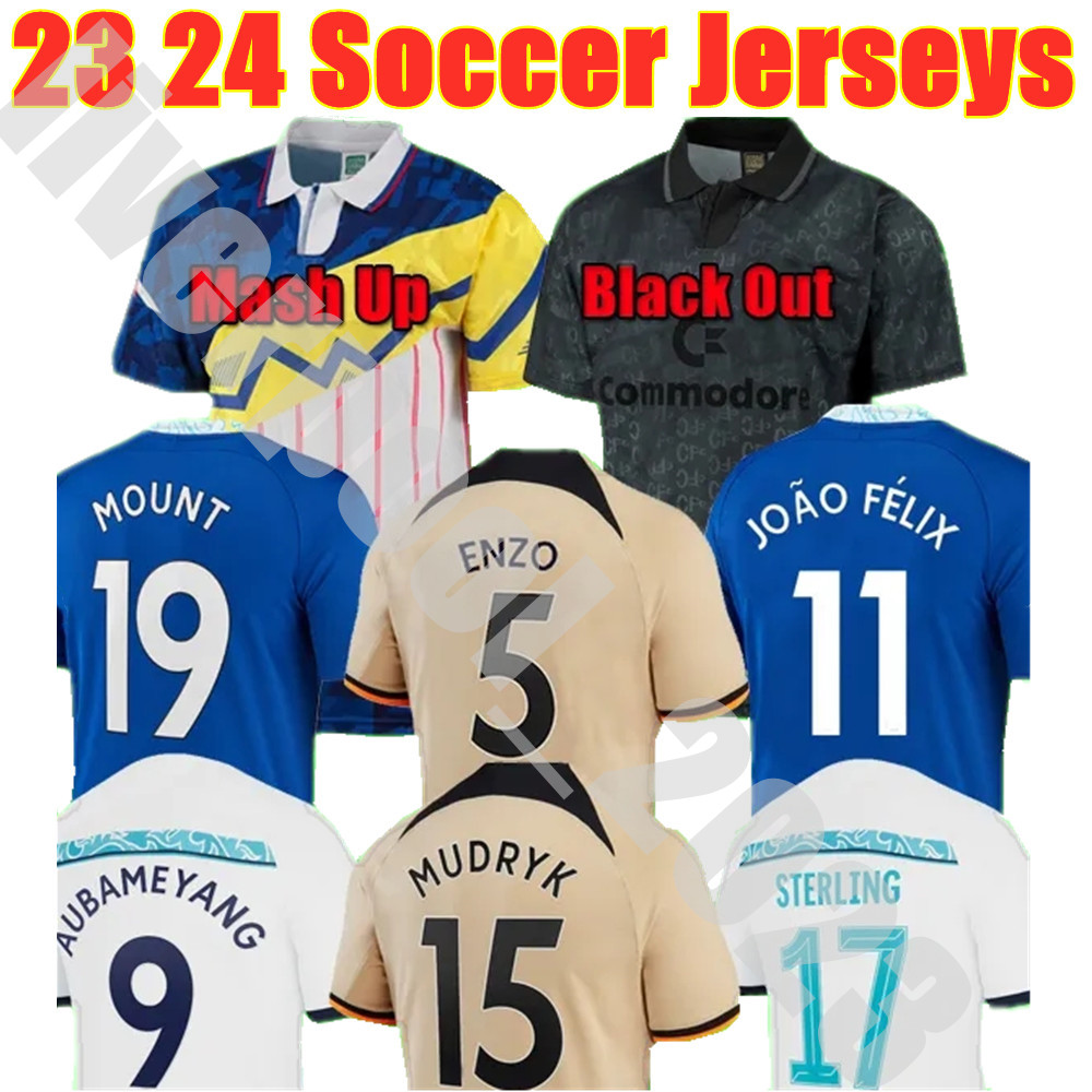

22 23 ENZO CFC Soccer JerseyS RETRO COLLECTION MUDRYK JOAO FELIX PULISIC MOUNT HAVERTZ STERLING 2023 FOFANA Black Out football shirt CUCURELLA Mash Up MUDRYK uniform, Adult 16