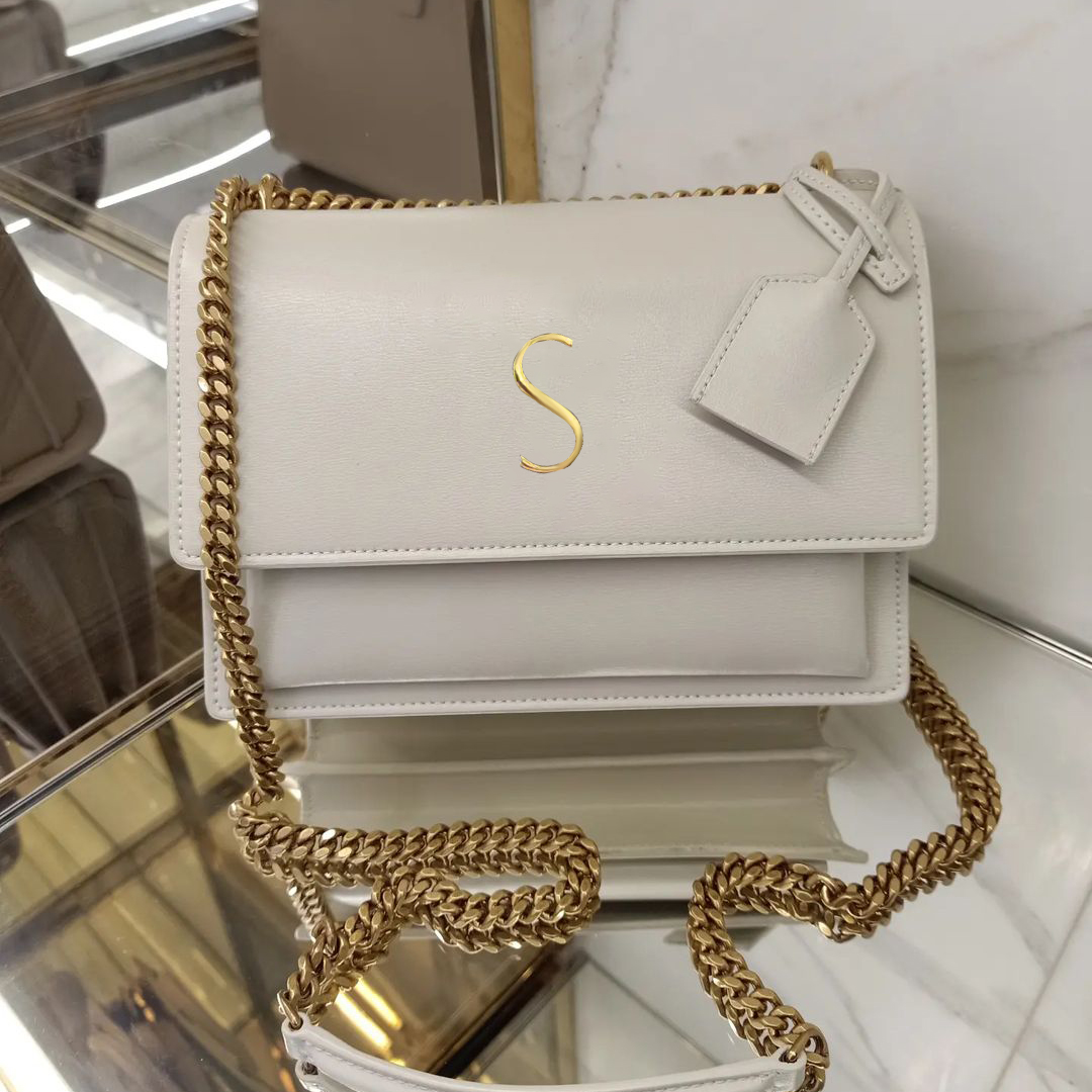 

Cross body yslity SUNSET luxury Designer Women men Messenger envelope Leather fashion metal chain bags tote handbag shoulder Clutch flap pochette Hobo Evening bag, Black silver