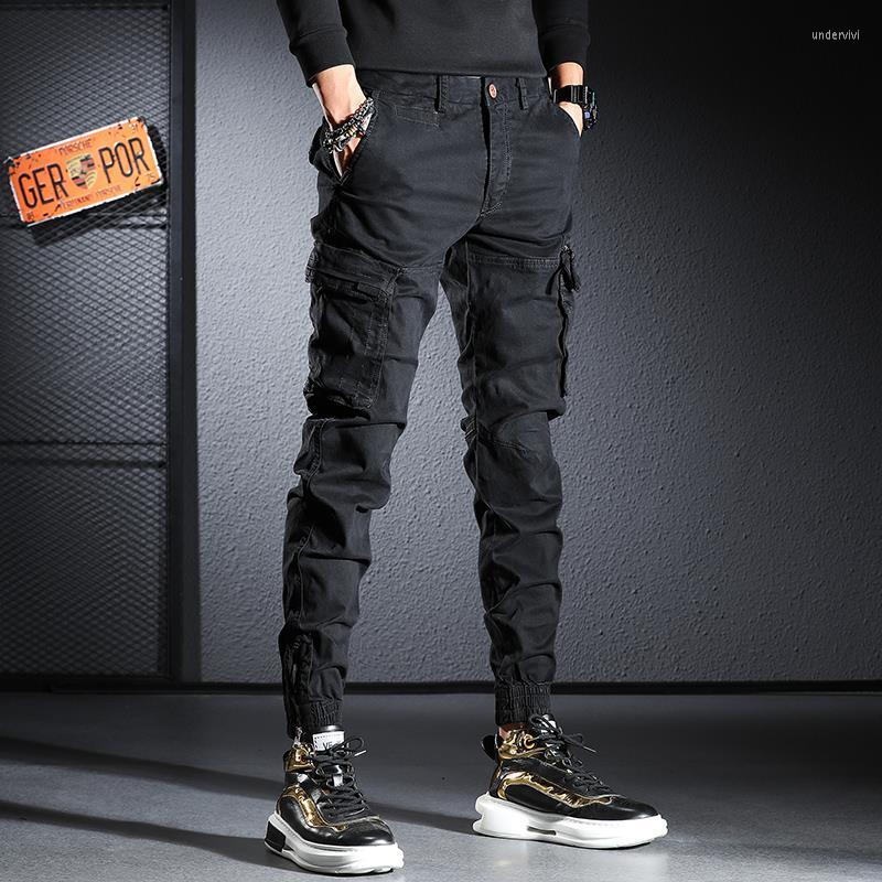 

Men's Pants Spring And Autumn Workwear Men's Fashion Brand Leggings Multi Pocket Casual Korean Versatile, Black