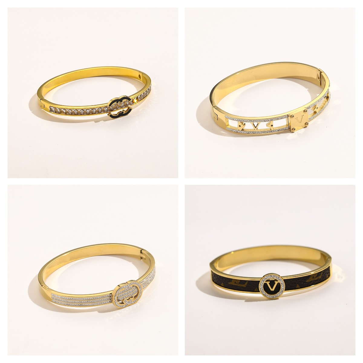 

Designer Gold Bangle Fashion Style Bracelets Women Bangle Luxury Designer Jewelry Crystal 18K Gold Plated Stainless steel Lovers Gift Bangles Mens Bracelet