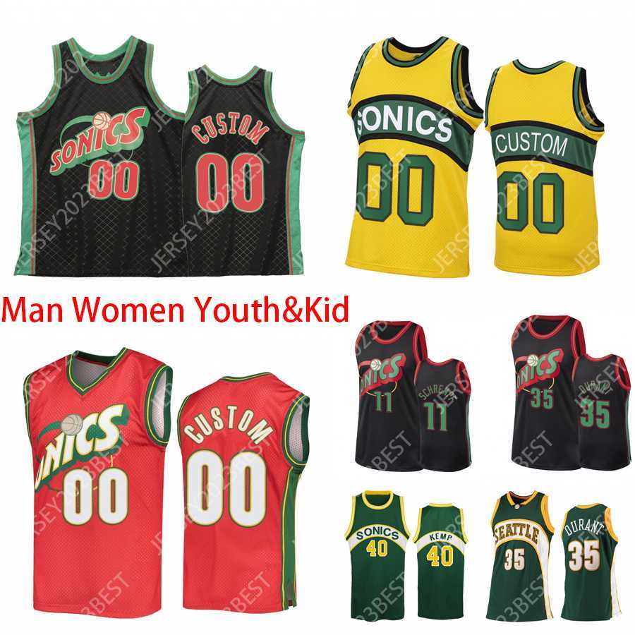 

Custom Vintage 35 Kevin Durant 34 Ray Allen Seattles Basketball Jerseys 40 Shawn Kemp 20 Gary Payton SuperSonic Reteo Jersey, Beige