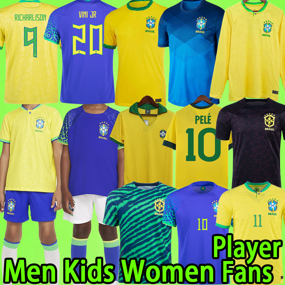 

brazils soccer jerseys 2022 MEN KIDS KIT WOMEN brasil retro 1970 PELE uniform VINI JR ALISSON 20 21 22 23 long sleeve Camisetas de futbol 2023 goalkeeper football shirt, 2020 home