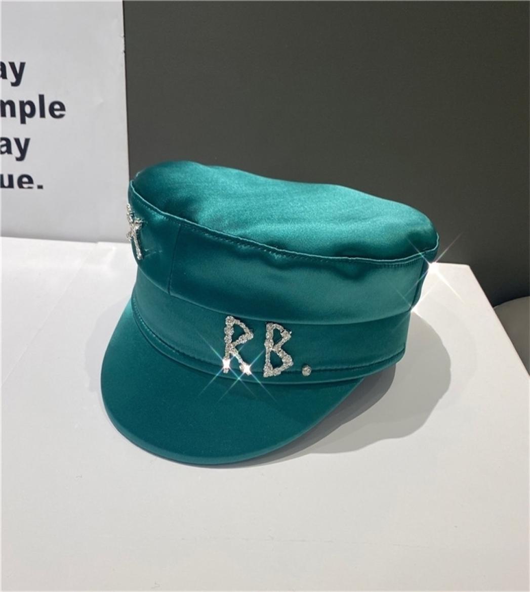 

Berets Brand Designer Spring Summer Caps Women Diamond Letter Stain sboy Cap Baker Boy Hat Visor 2209228786403, Green-with logo