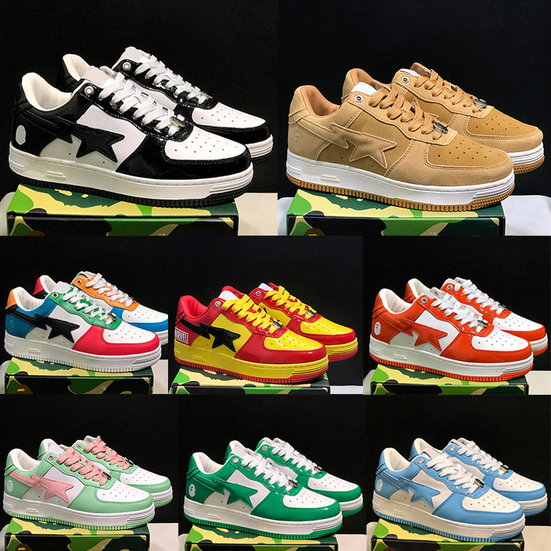 

2023 Sk8 Bapestas Mens Womens Casual Shoes A Bapestas Sta Low ABC Camo Stars White Green Red Black Yellow Sneakers Size 36-45, 17
