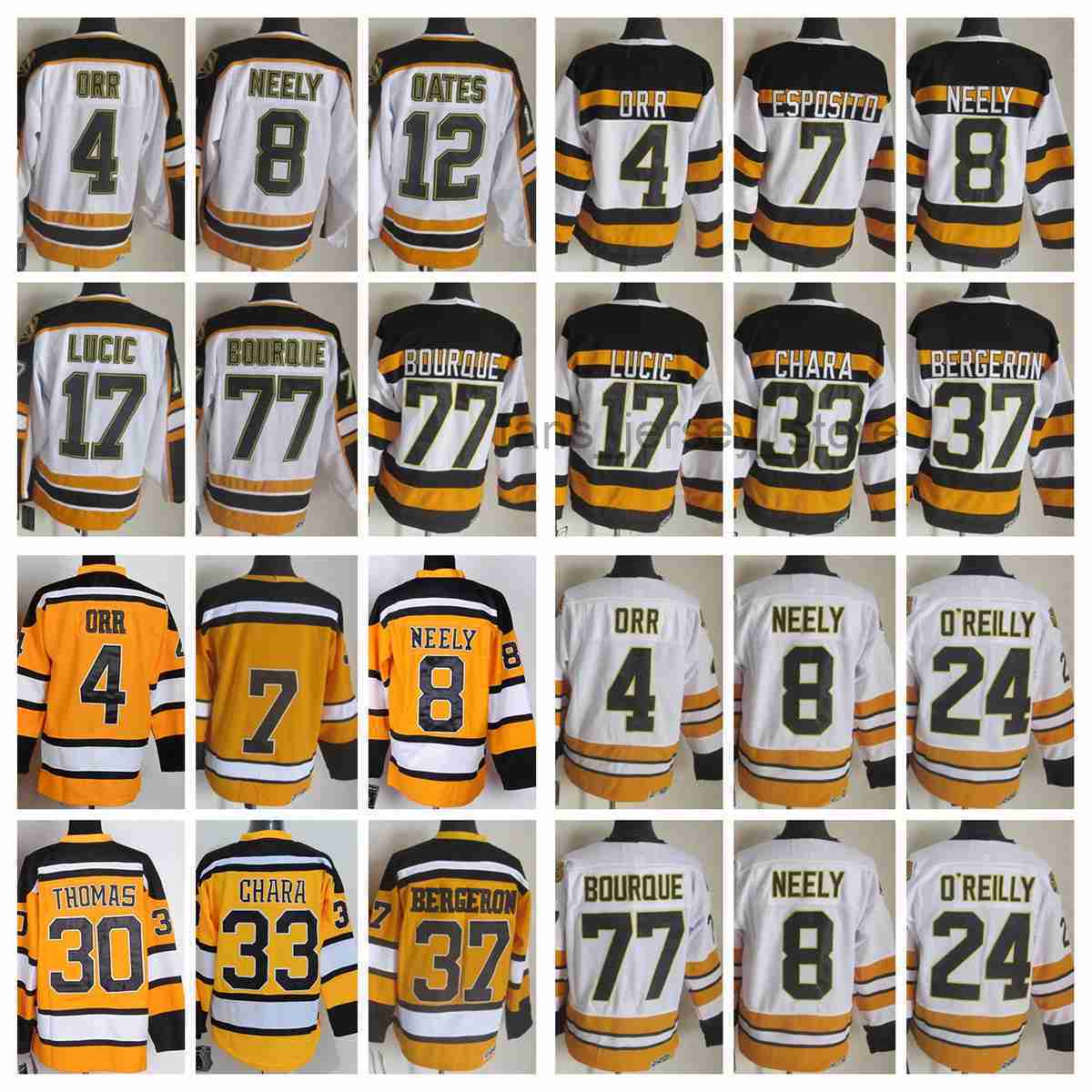 

Boston''Bruins''New Retro Ice Hockey Jerseys 37 Patrice Bergeron 16 Sanderson Esposito O'reilly Oates Bucyk Lucic 4 Orr Neely Thomas 33 Chara Jersey, Same as picture
