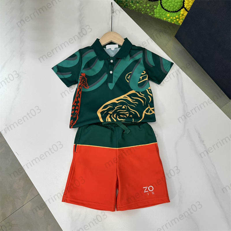 

Baby Clothes Sets Designer Kids Boys Girls Summer Spring Classic Fashion Luxury Logo Tiger Head Print Polo Shirt Red Shorts Two Piece Set Pure Cotton Fabric