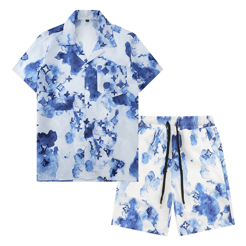 

Summer fashion tracksuits mens designer Shirt Suits Summer Beach Designer Dress Shirts, 16