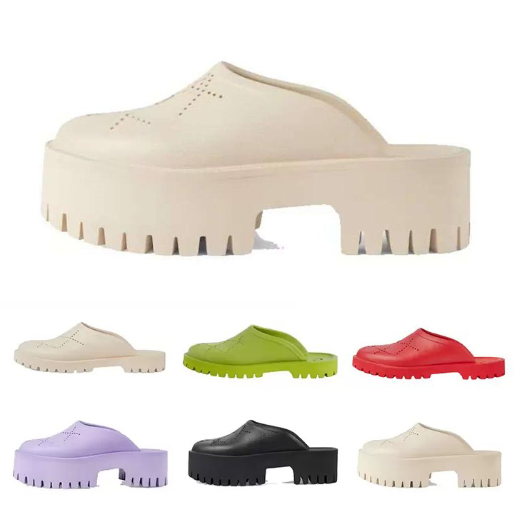 

Designer Women slippers luxury slide Mules flat sandals rubber slides white black pink Khaki bordeaux womens summer outdoor shoes Scuffs Height increasing 35-44