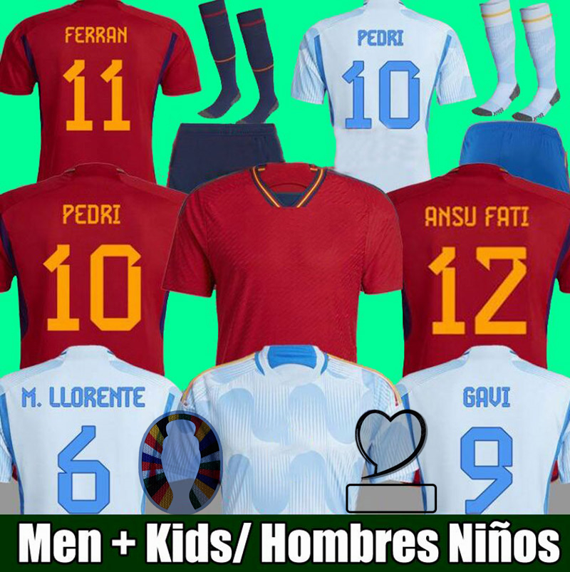 

Spain soccer jerseys Espana ANSU FATI ASENSIO MORATA PEDRI 2023 2024 TORRES KOKE GAVI kits SOLER 22 23 RODRI fans Player version football shirts men kids kit Sets