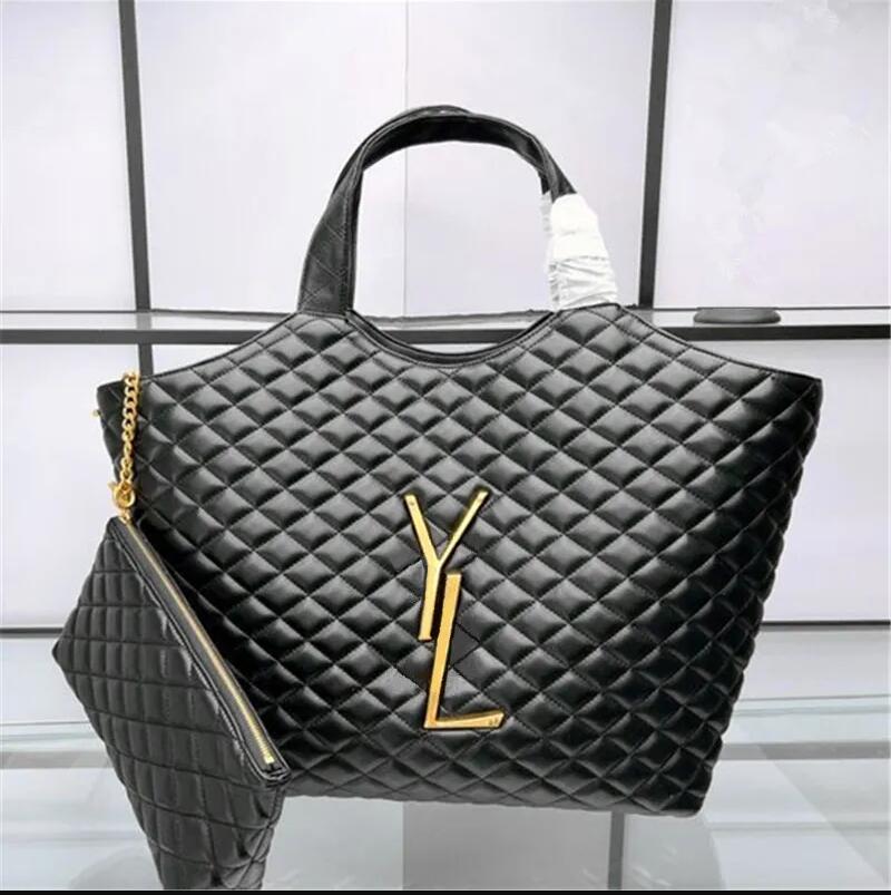 

Handbag Big Tote Quilted Shopping Bag Shoulder Genuine Leather Underarm Women Carrier Bags Large capacity Handbags Purse Hot sell New release for Spring and Summer, Black