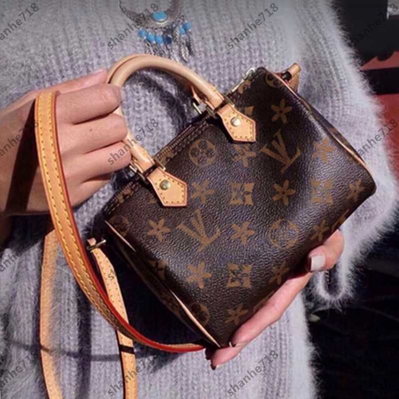 

Vintage LVs Speedy 16cm Women Shoulder Crossbody Bags louise viuton vutton Boston Pillow Bag Designer Handbags Mini Totes Nano Luxury Lady Purses, Add box + dust bag