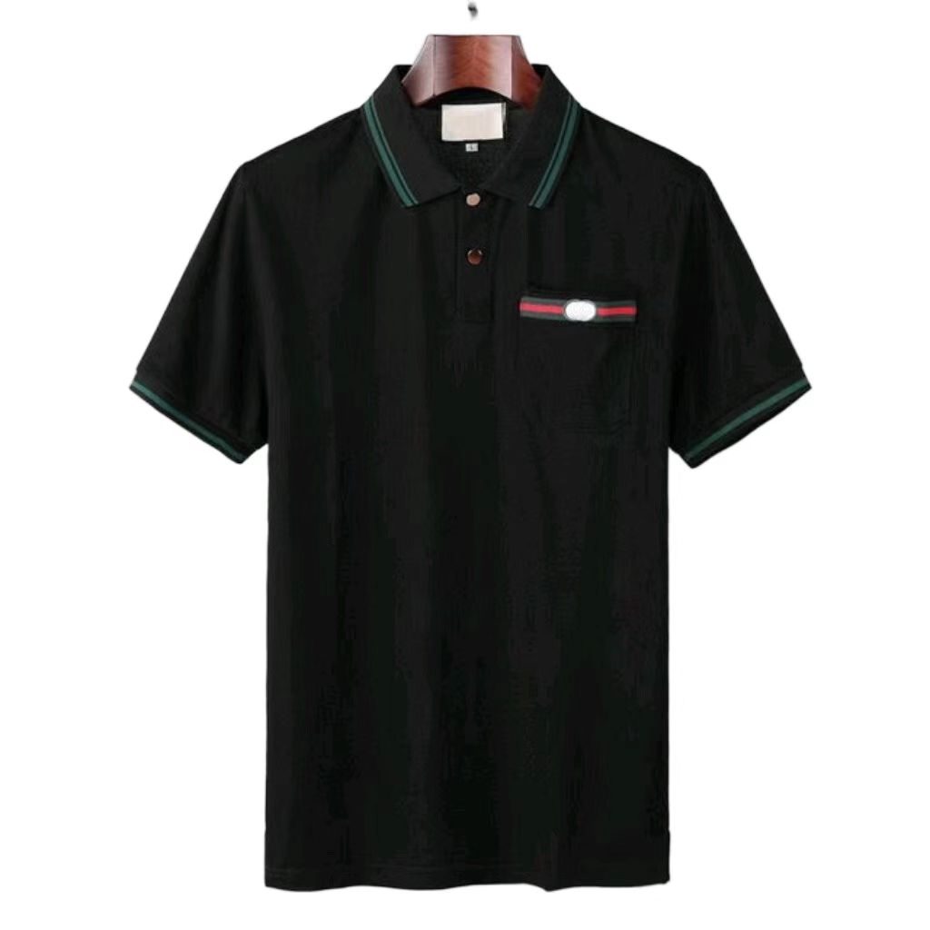 

mens designer mens polo shirt summer new top top brand t-shirt fashion brand letter cotton button top t shirt luxury casual quick dry anti wrinkle street couple, Black