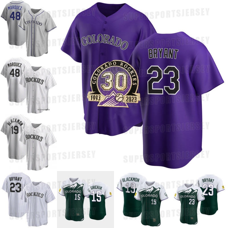 

Rockies city Connect 30th Anniversary Patch Baseball Jerseys Kris Bryant Charlie Blackmon German Marquez Kyle Freeland Grichuk McMahon Jurickson Profar C.J. Cron, Grey