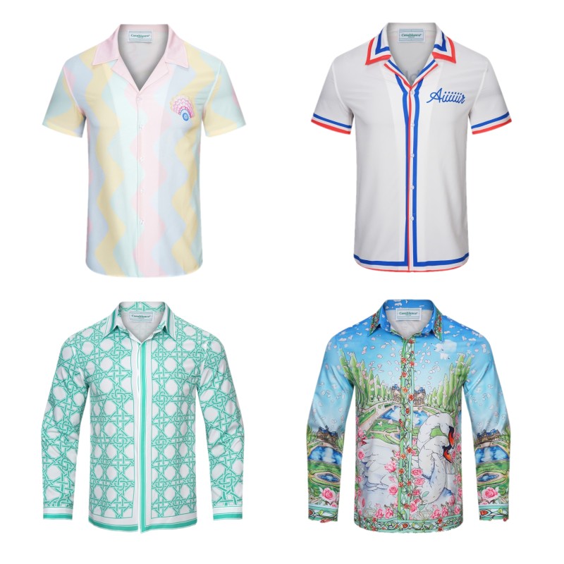 

Casablanca mens Short Sleeve Shirt Men's Long sleeve Shirts Fashion holiday couple printing Designer shirt Casual XXL 3XL, Style2