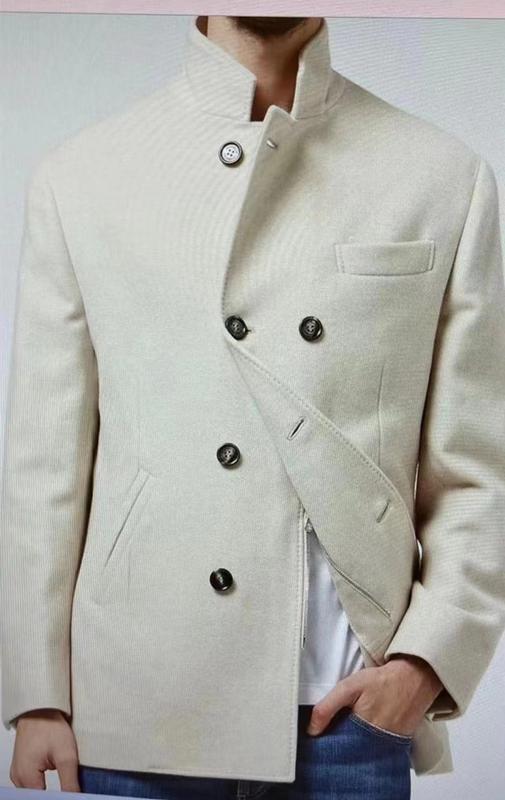 Mens Jacket Brunello Cucinelli Autumn and Winter Light Coffee Cashmere Long Sleeve Casual Coat