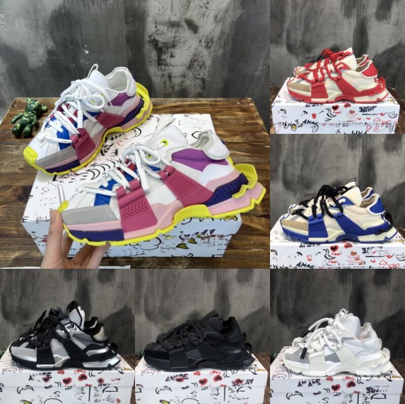 

With Box Space Sneakers Designer Explosion Models Casual Shoe Stitching Material Dolces & Gabbanas Sneaker 3M Reflective Leather Dad Chunky Shoes Suede Modern, Color 6