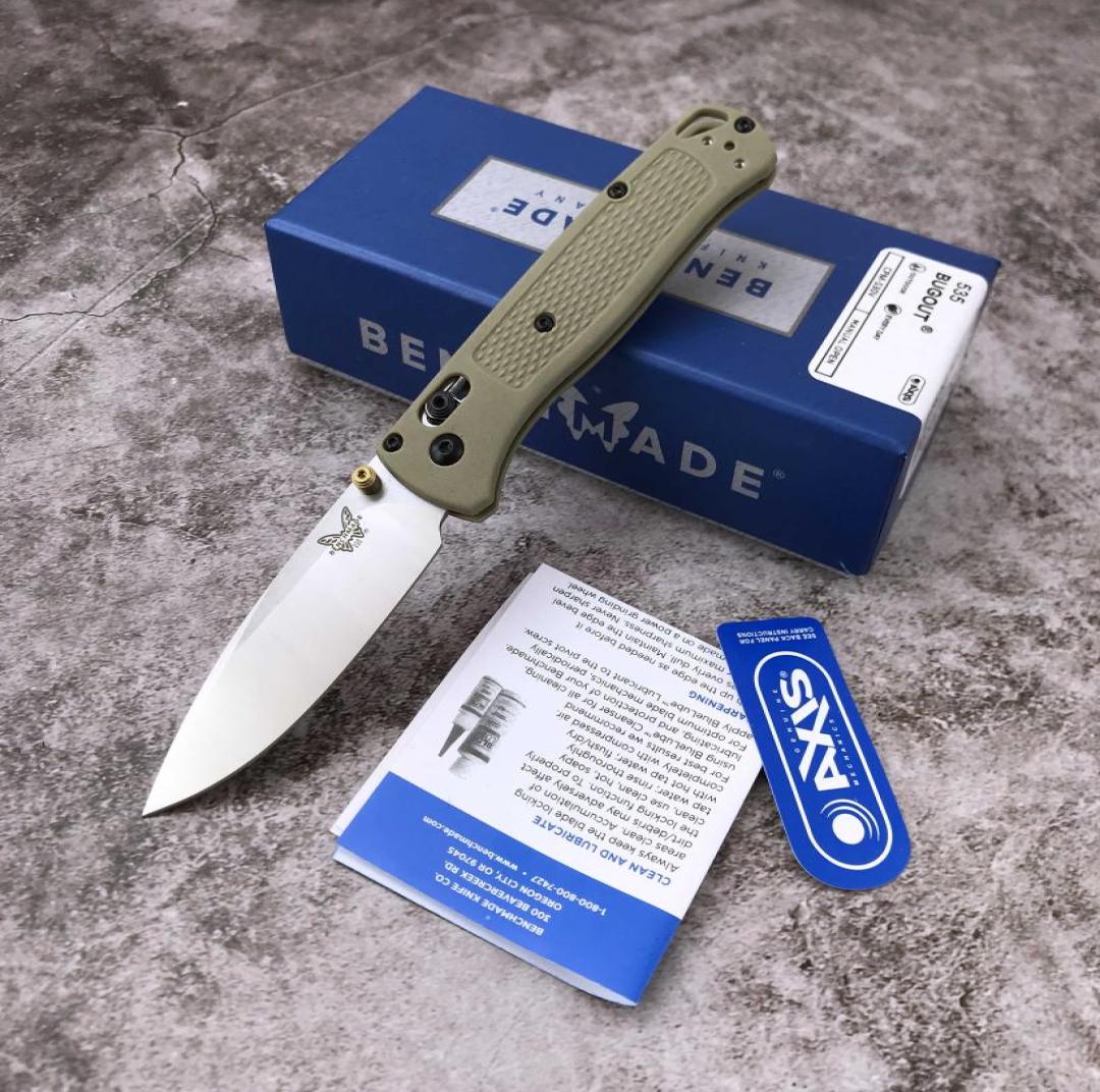 

Benchmade 535 Bugout AXIS Folding Knife 324quot S30V Satin Plain Blade Grivory Handles2581433