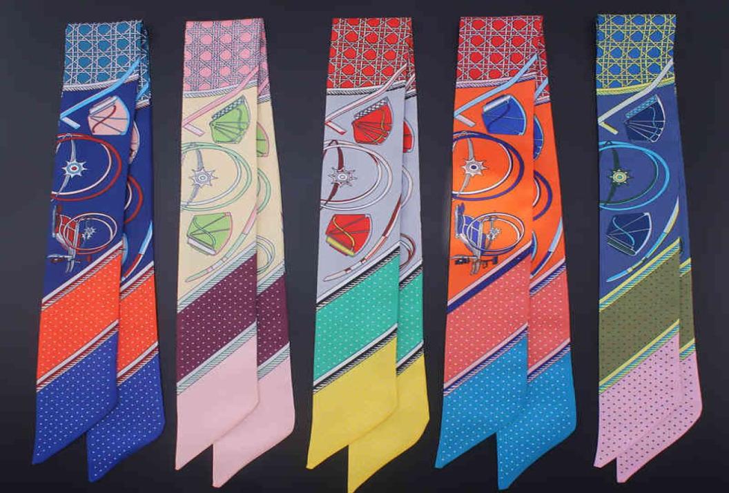 

Summer Fall 100 Silk Scarf Twilly Kerchief Luxury Fashion Horse Print Ribbon Bandana Neck Hairband Headscarf3344274