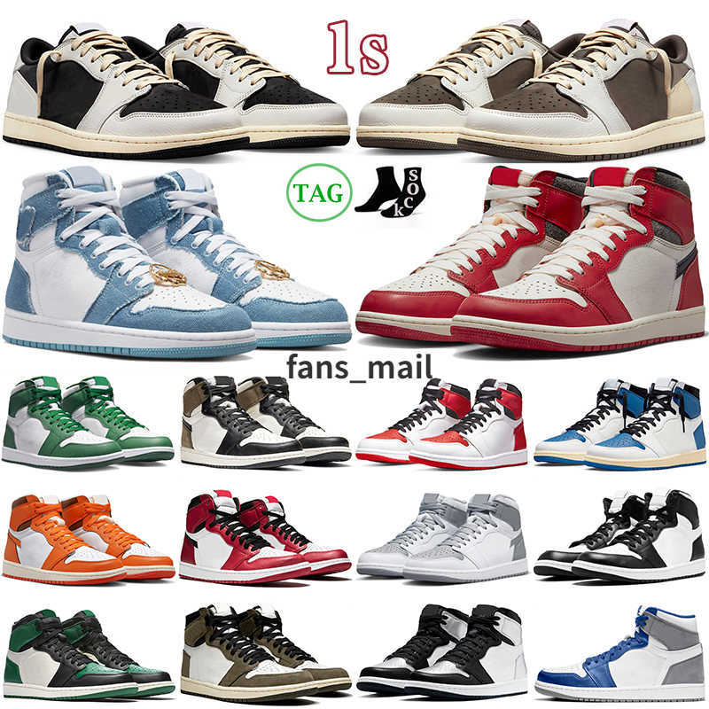 

2023 Jumpman 1 Retro 1s Lows Basketball Shoes Lost And Found Reverse Mocha Fragment Denim University Blue Bred Patent Panda Mens Travis True BlueTrainers Sneakers
