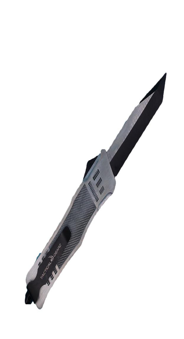 

Allvin Silver Handle 94 Inch Large 616 Auto Tactical Knife 440C Single Edge Tanto Fine Black Blade EDC Pocket Knives Gear9438721
