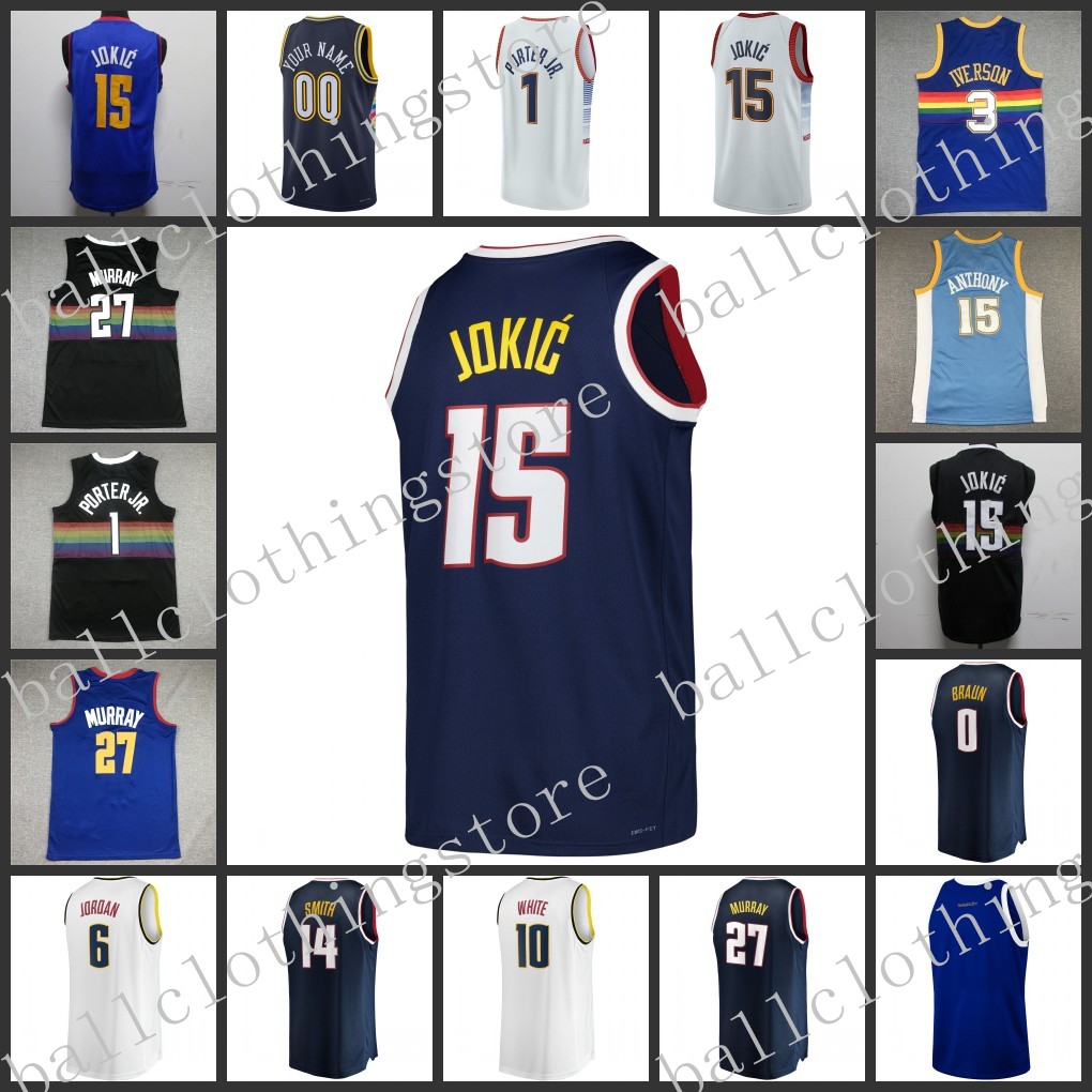

Basketball Mens Jersey 27 Murray 3 Iverson 15 Jokic Jerseys S-2XL, Color3