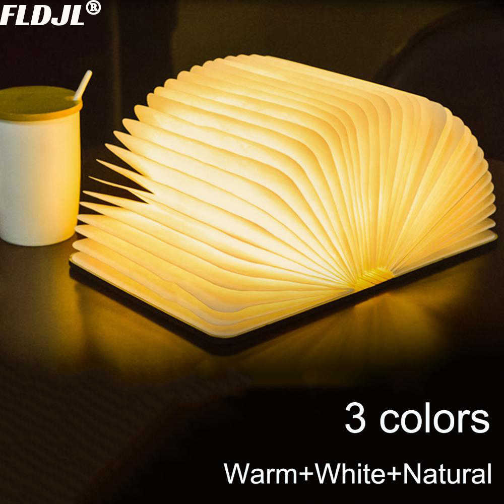 Night Lights Portable 3 Colors 3D Creative LED Book Night Light Wooden USB Rechargeable Magnetic Foldable Desk Table Lamp Home Decoration P230325-image-853966596