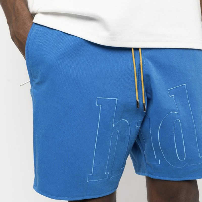 

2023 RRHUHU Logo Embroidery Shorts Cotton Women Men Shorts Drawstring Fashion Loose Highstreet Beach Summer FZKZ485, Blue