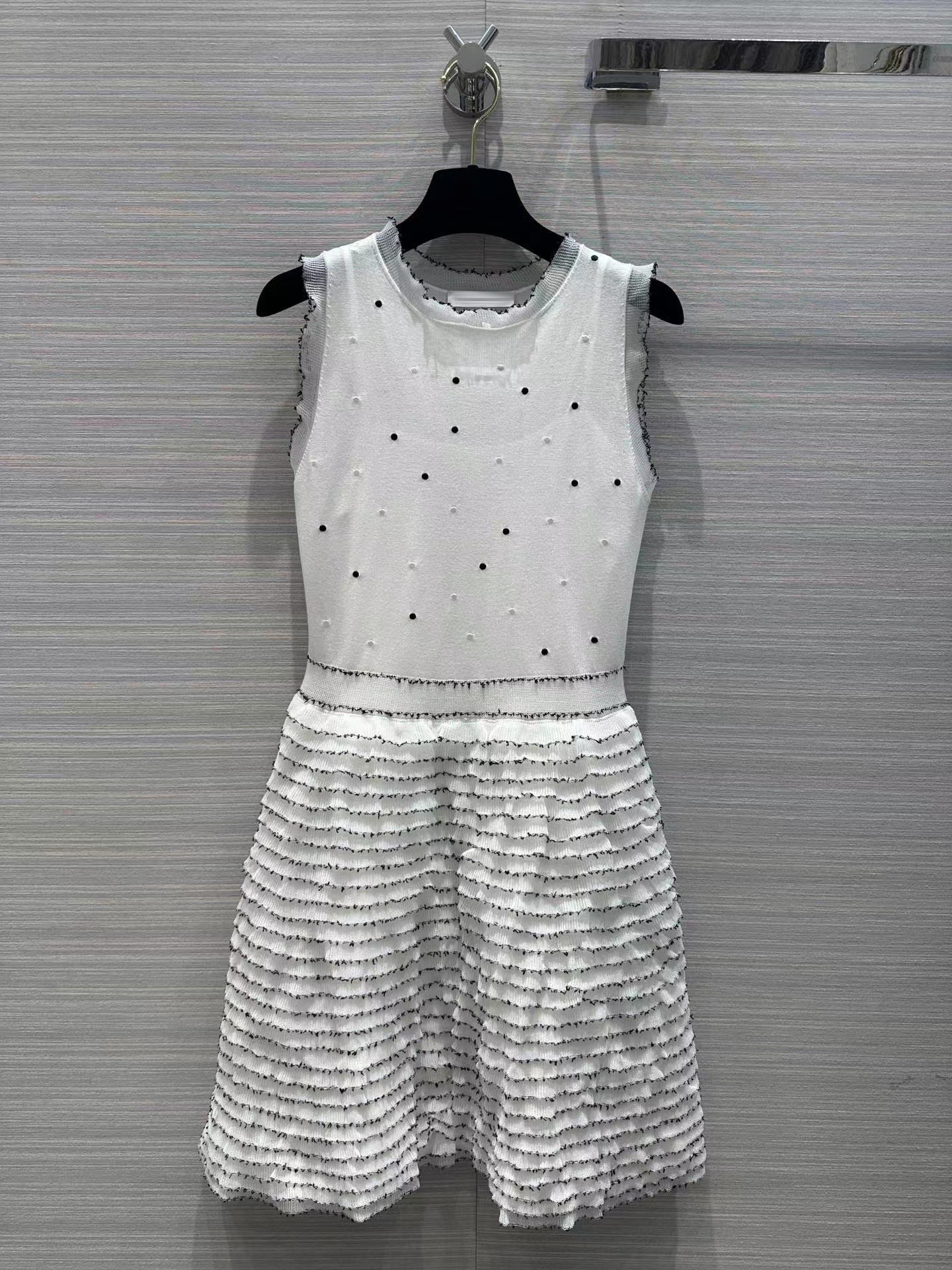 Milan Runway Dress 2023 Spring Summer O Neck Designer Dress Brand Same Style Dress 0326-6