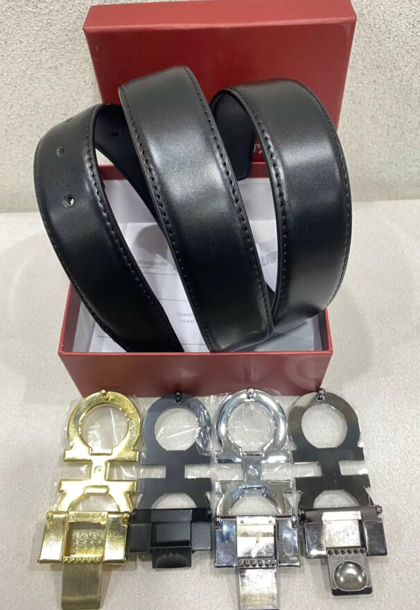 

2023 Smooth leather belt luxury belts designer for men big buckle male chastity top fashion mens wholesale box, Belt with box