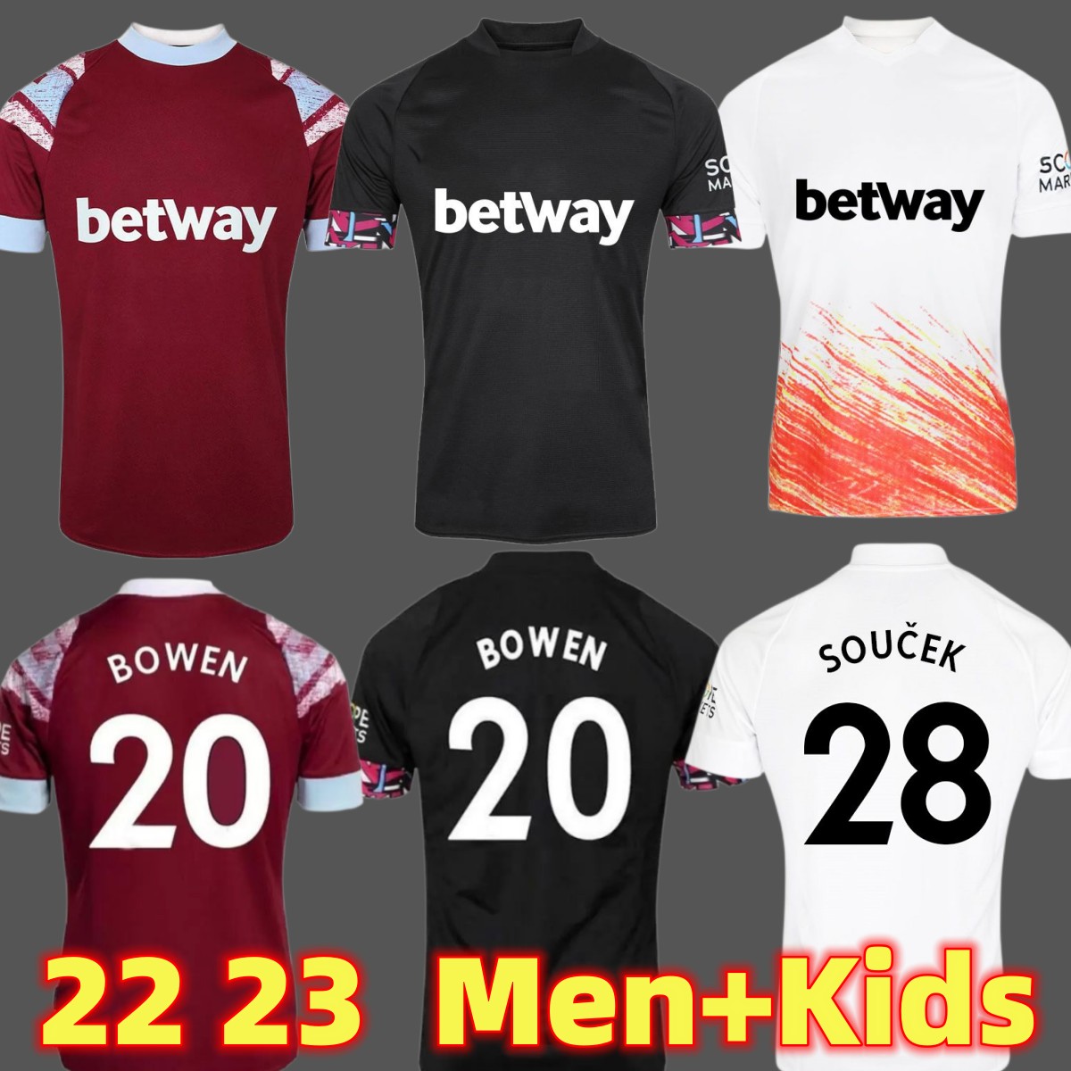 

soccer jerseys 22 23 West HaMs INGS 2022 2023 L. PAQUETA WEST SCAMACCA RICE LANZINI ANTONIO Hams FORNALS UNITED BOWEN BENRAHMA football shirts MEN Kids kits, Kids away