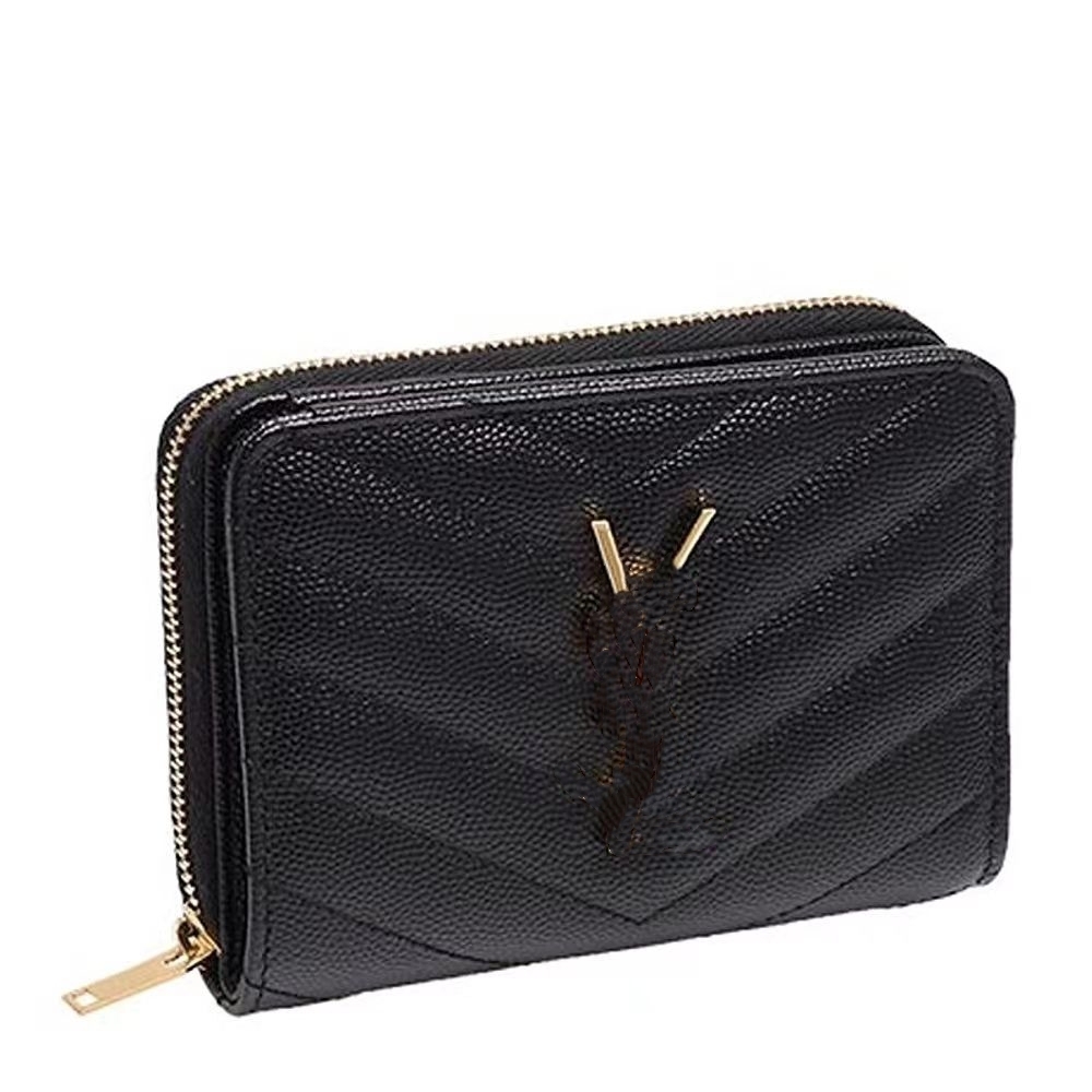 

Original 2023 New Fashion Designer Wallets Purses Fashion Short Wallet Classic Zipper Pocket Bag Zip Coin Purse with Box, Gold letter