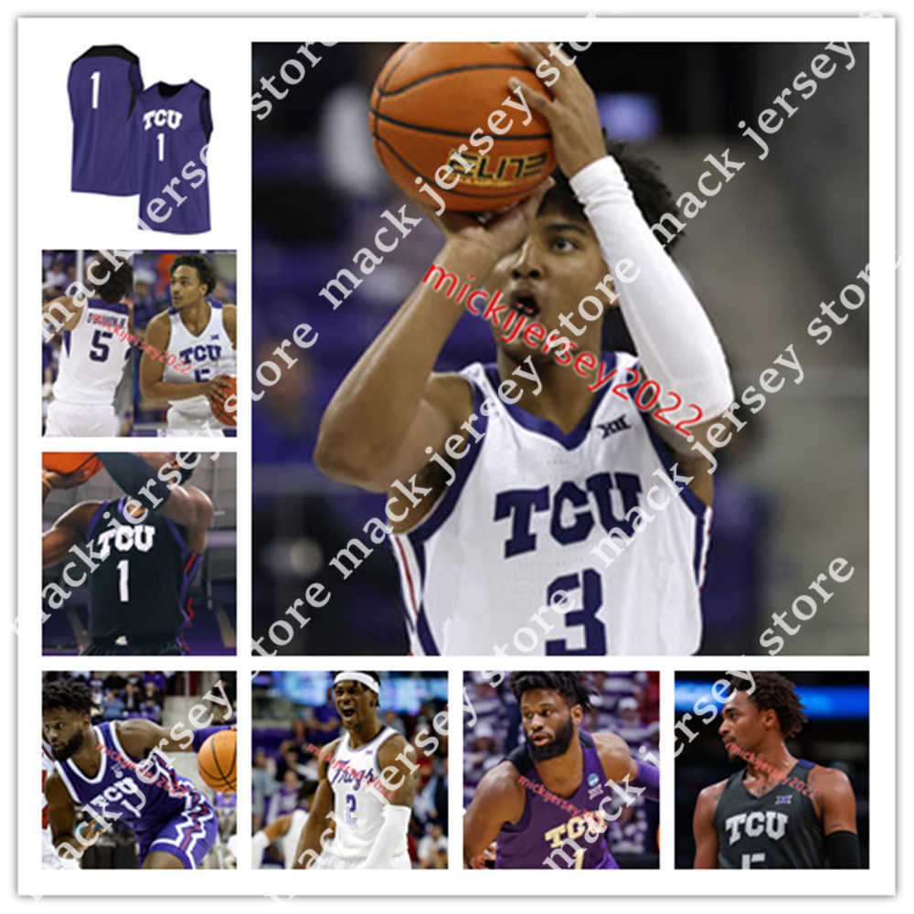 

College Basketball Wears Custom Mens Youth Basketball Stitched TCU Horned Frogs Jersey 1 Desmond Bane 34 Kenrich Williams 40 Kurt Thomas Jerseys S-3XL, 2022 black