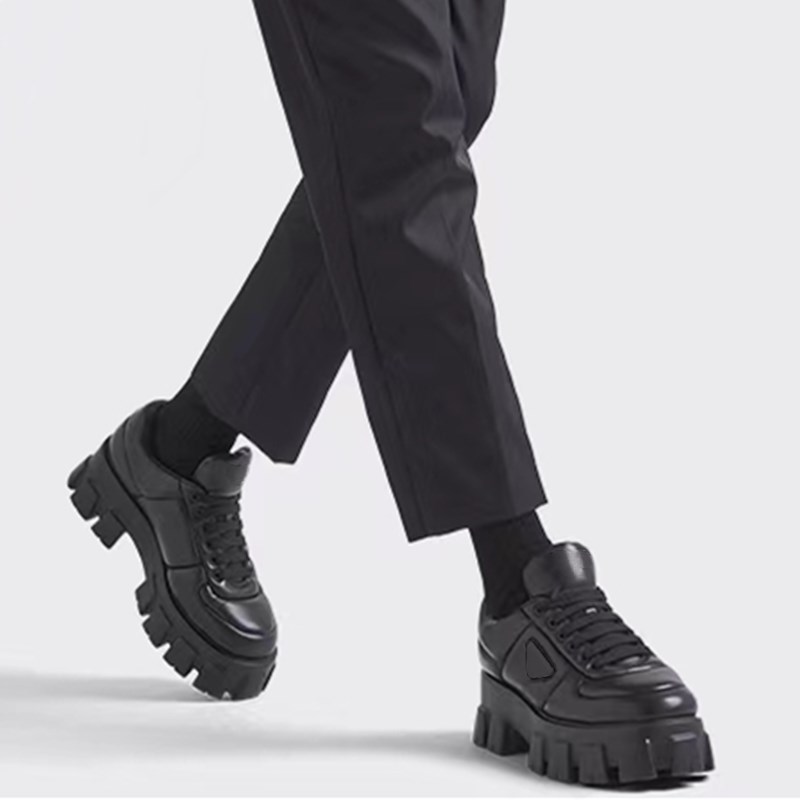 

Designer Luxury Ladies Genuine Leather Leather Shoes Loafers Monolith Black Shoe Increase Platform Sneakers DressShoes Dress women's shoes 35-40 size, Box