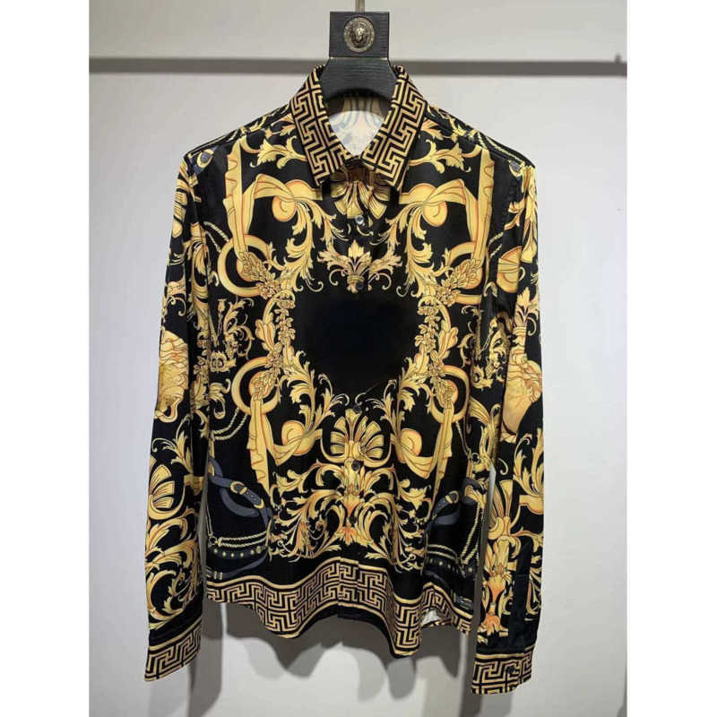 

Hawaiian Fashion Printed Men Casual Shirt Fd Designer Shirts Medusa Silk Shirt Loose Thin Jacket Mens Long Sleeved Shirts 18 Colors, No.13