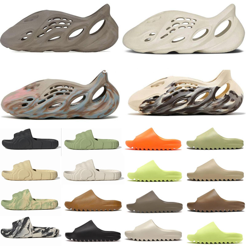 

New Designer Slippers Men Woman slider Foam Runner Vermillion Mineral Slide Slipper Ochre Bone Resin Clog Desert Ararat runr slides shoe Blue Onyx Pure Sandals 36-48, Dark navy